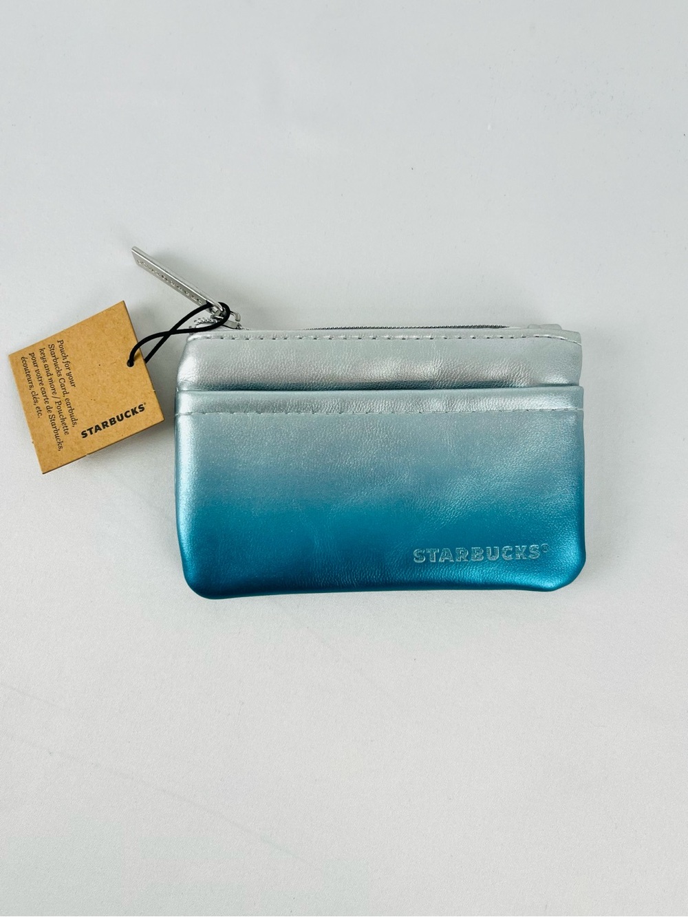 NWT Starbucks Metallic Ombre Card Holder Coin Purse Keychain Metallic Ombre Teal